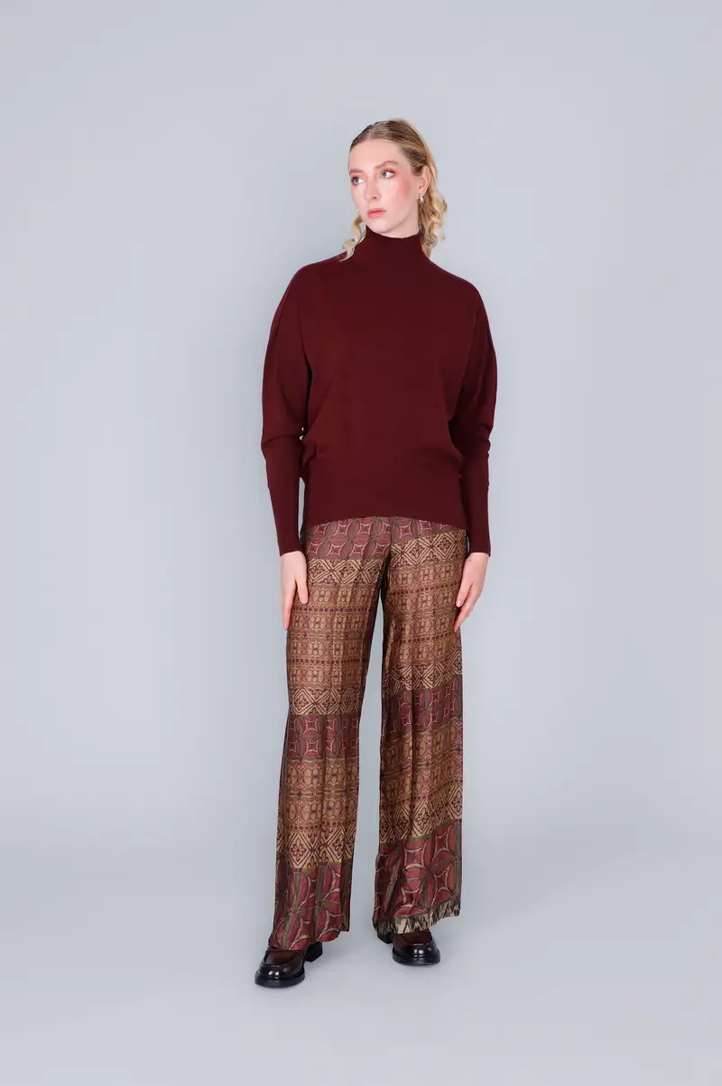 maglia oversize collo alto vino