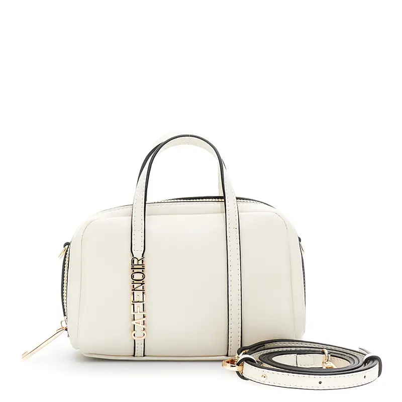 minibag con lettering in metallo avorio