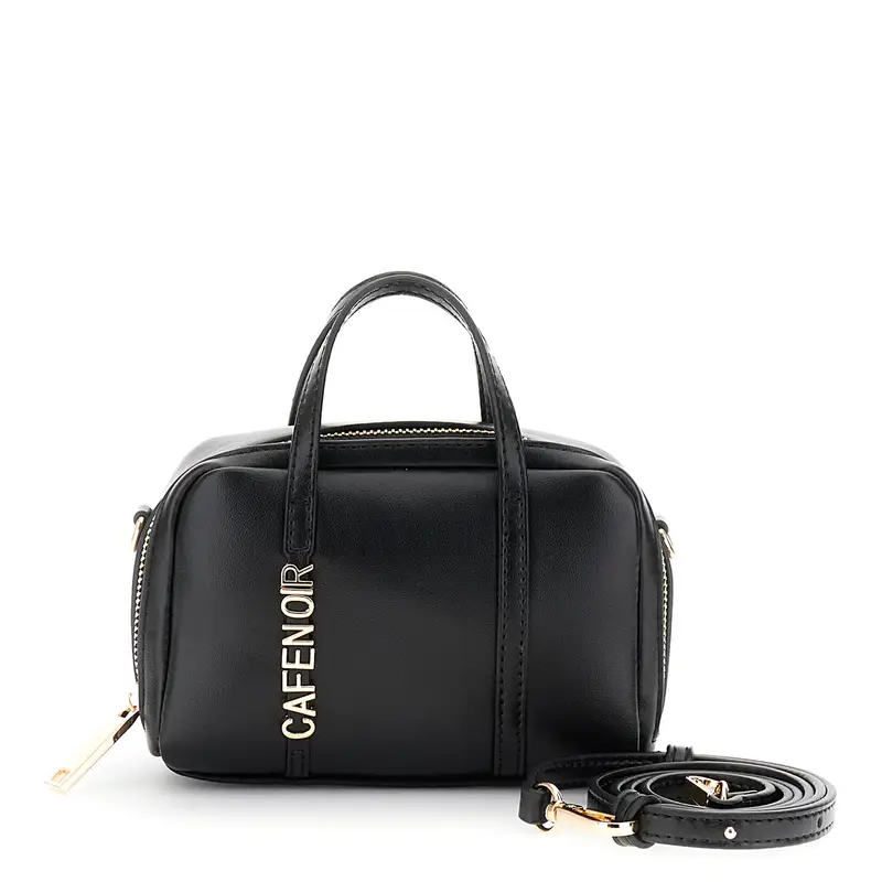 minibag con lettering in metallo nero