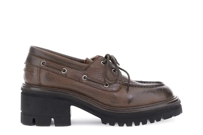 mocassini allacciato in pelle con suola carrarmato t moro