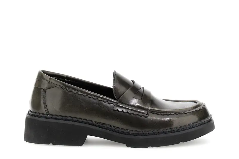 mocassini donna effetto pelle spazzolata antracite