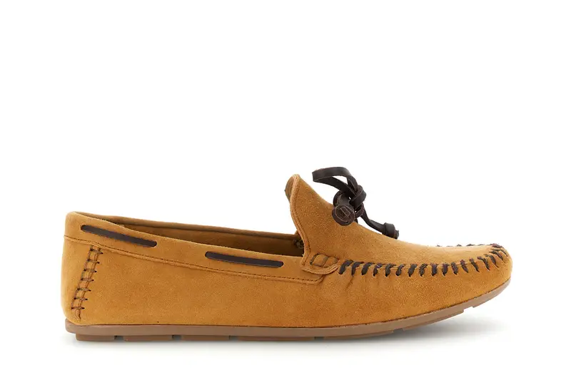 mocassini in pelle scamosciata con fiocco cuoio