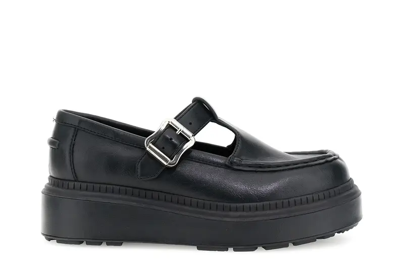 mocassini mary jane con fibbia in similpelle nero