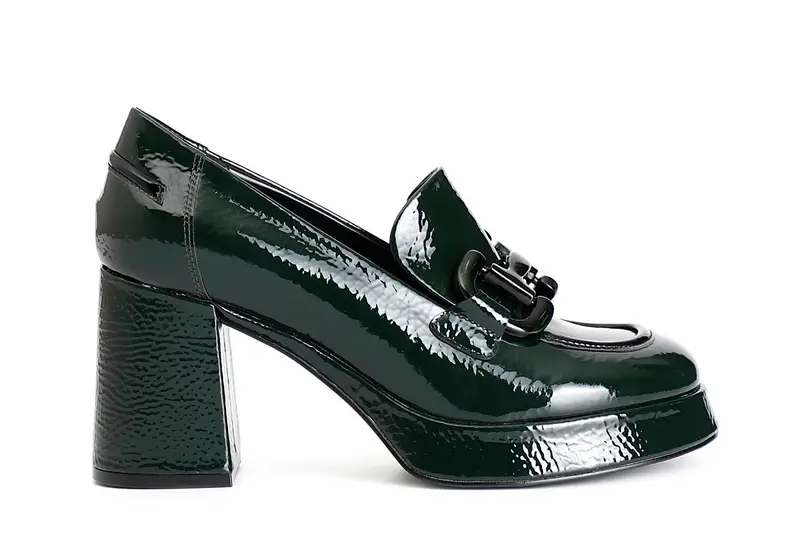 mocassino da donna in naplak con morsetto verde/nero