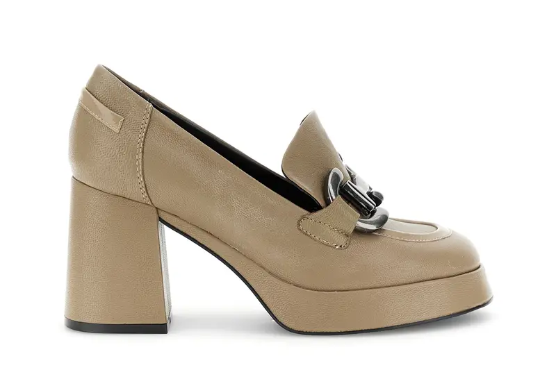 mocassino da donna in nappa con morsetto taupe