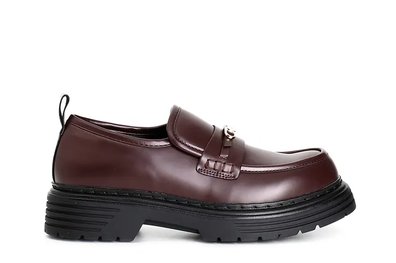 mocassino da donna in similpelle spazzolato bordeaux