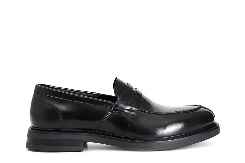 mocassino da uomo in pelle spazzolata nero