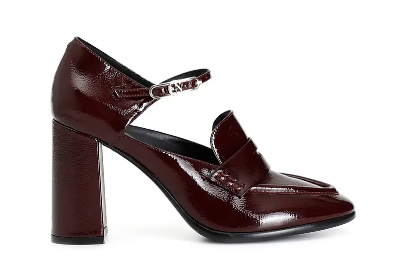 mocassino in pelle verniciata bordeaux