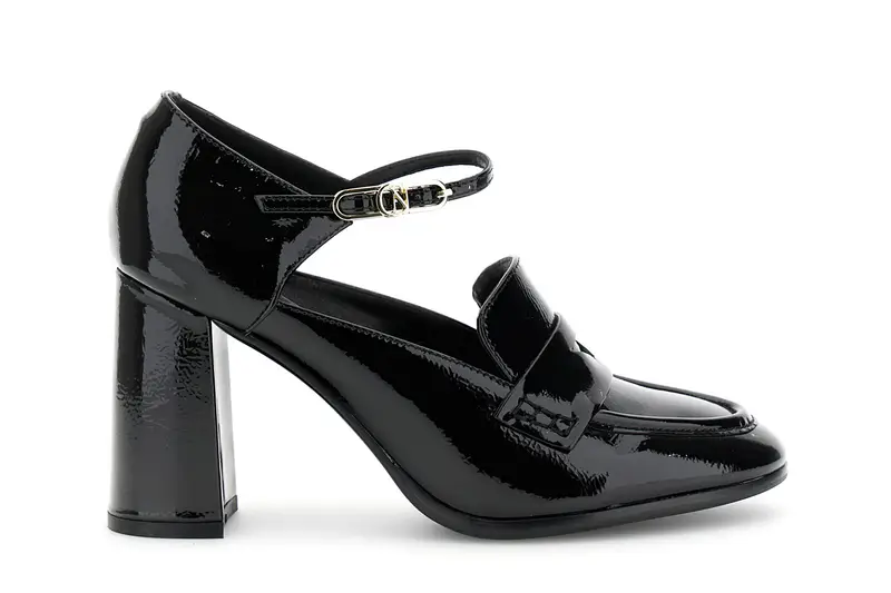 mocassino in pelle verniciata nero