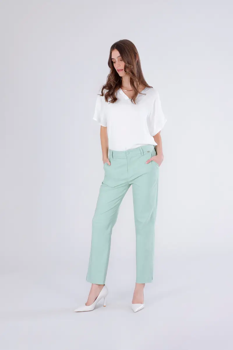 pantaloni chino tessuto superstretch menta