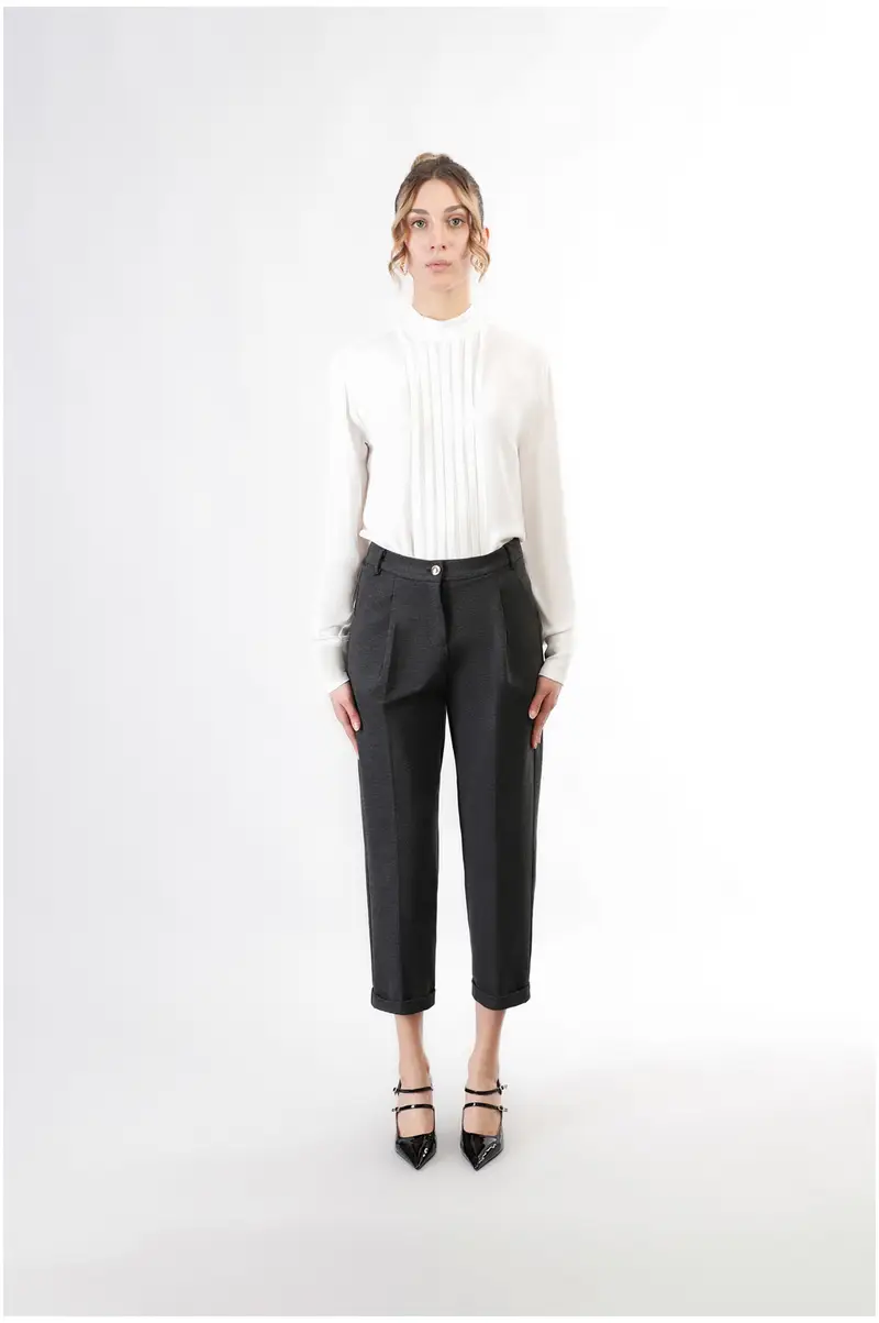 pantaloni gamba dritta con pinces fumo