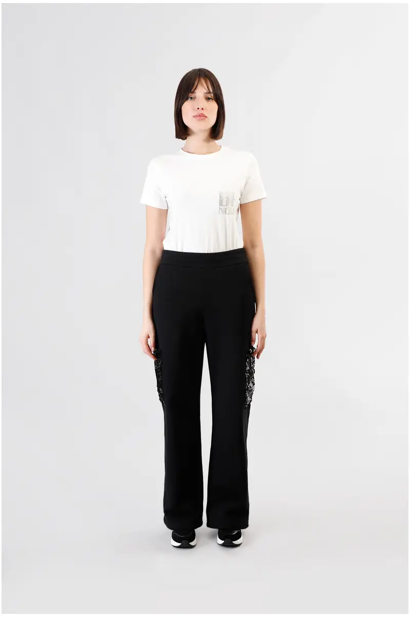 pantaloni in felpa con tasche di pailettes nero