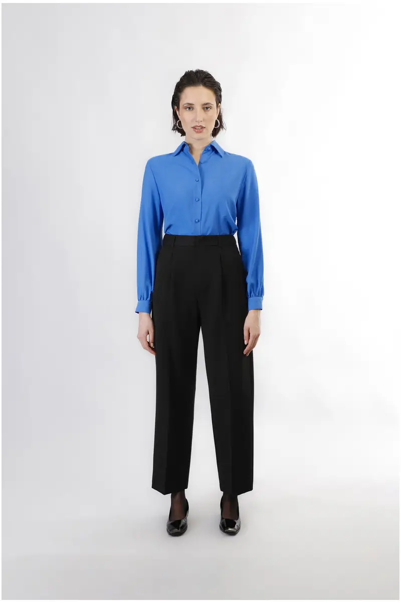 pantaloni palazzo con pinces nero