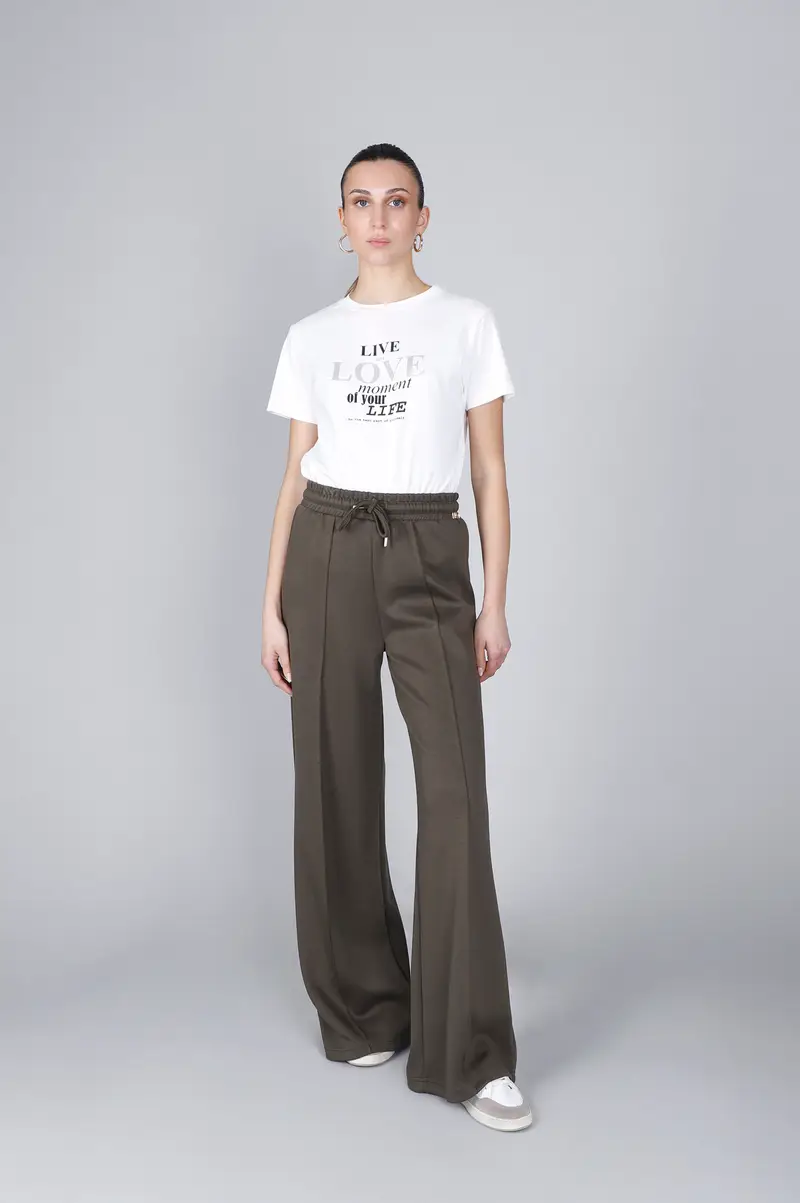 pantaloni palazzo in scuba militare