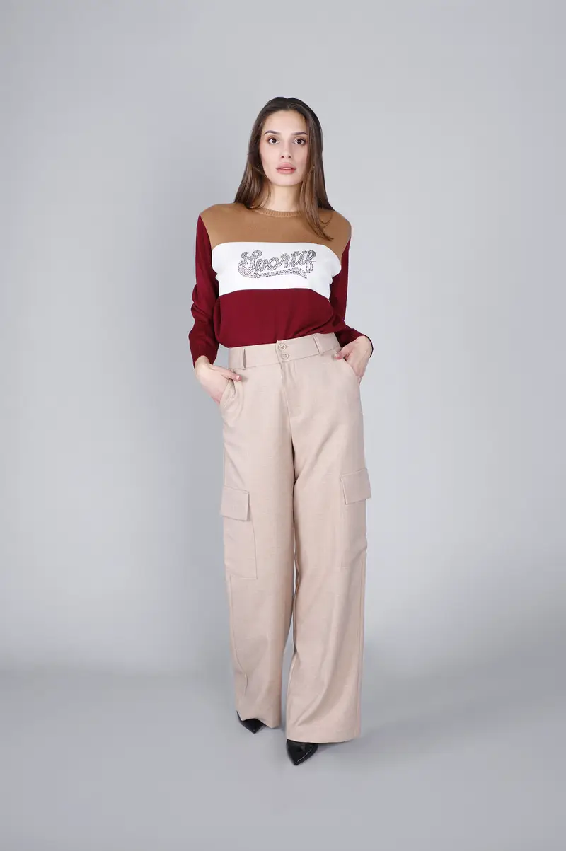 pantaloni tipo cargo sabbia