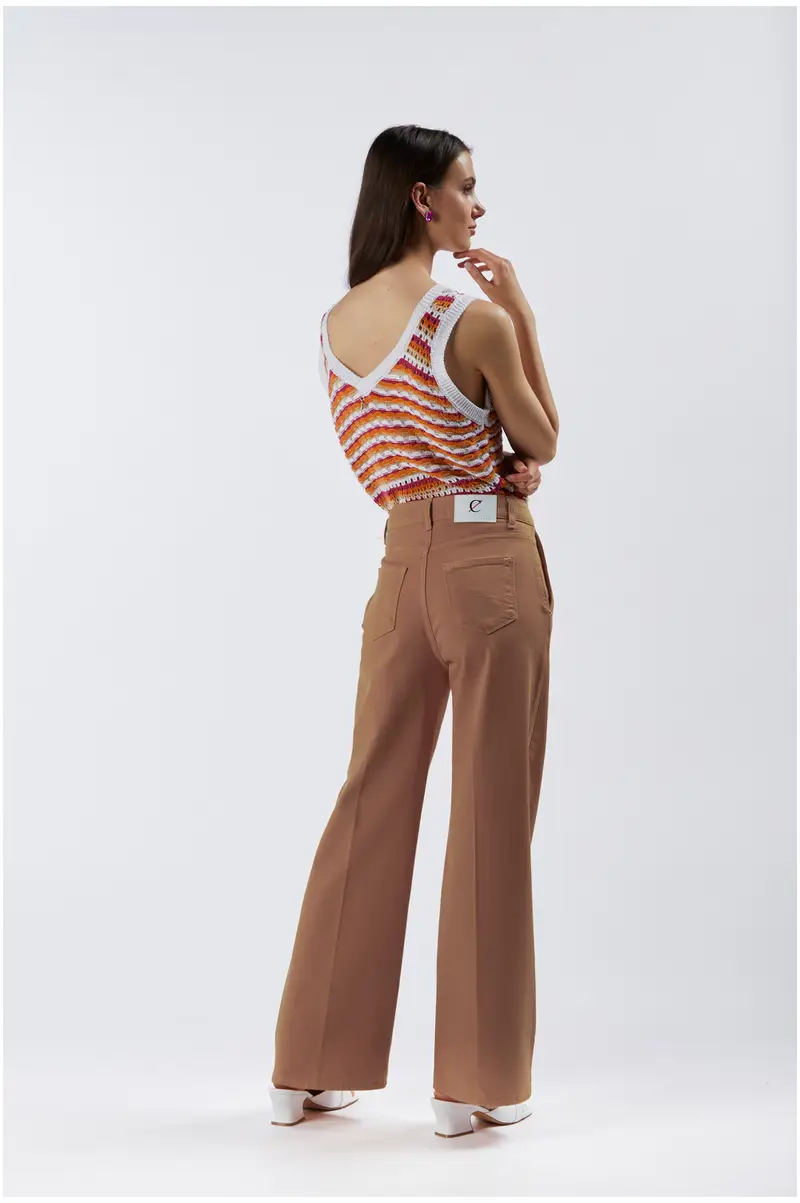 pantaloni wide leg in bull denim ginger miniatura 2