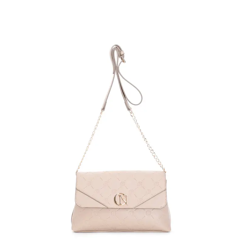 pattina con stampa logo embossed all over tracollina catena tortora