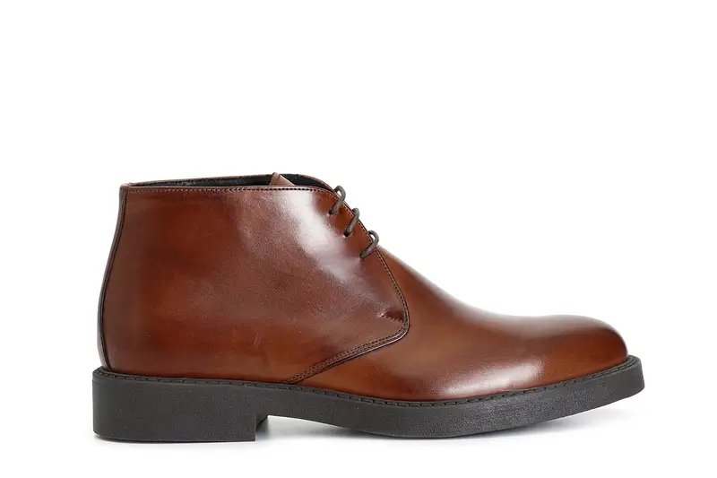 polacchina da uomo allacciata in pelle marrone