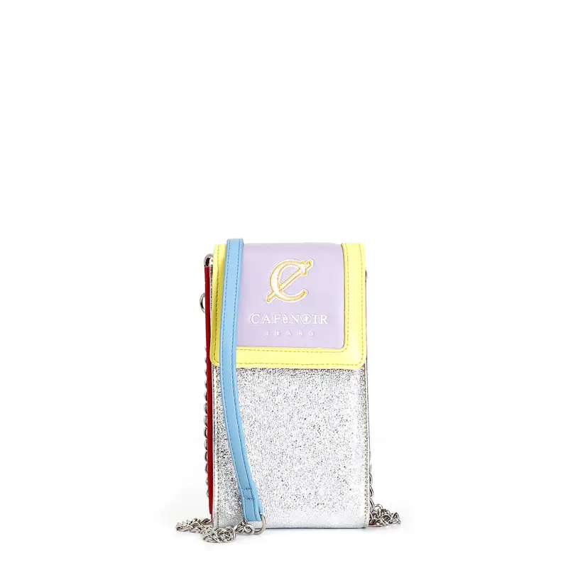 portacellulare con logo ricamato multi glitter