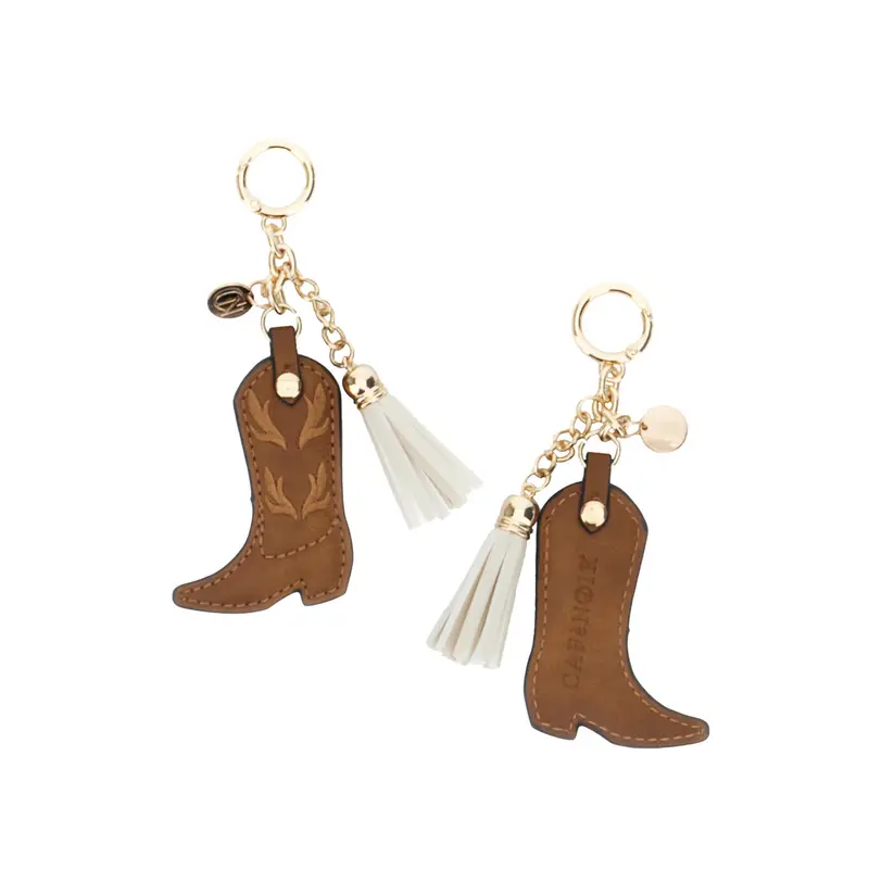 portachiavi texano con nappina effetto pelle marrone