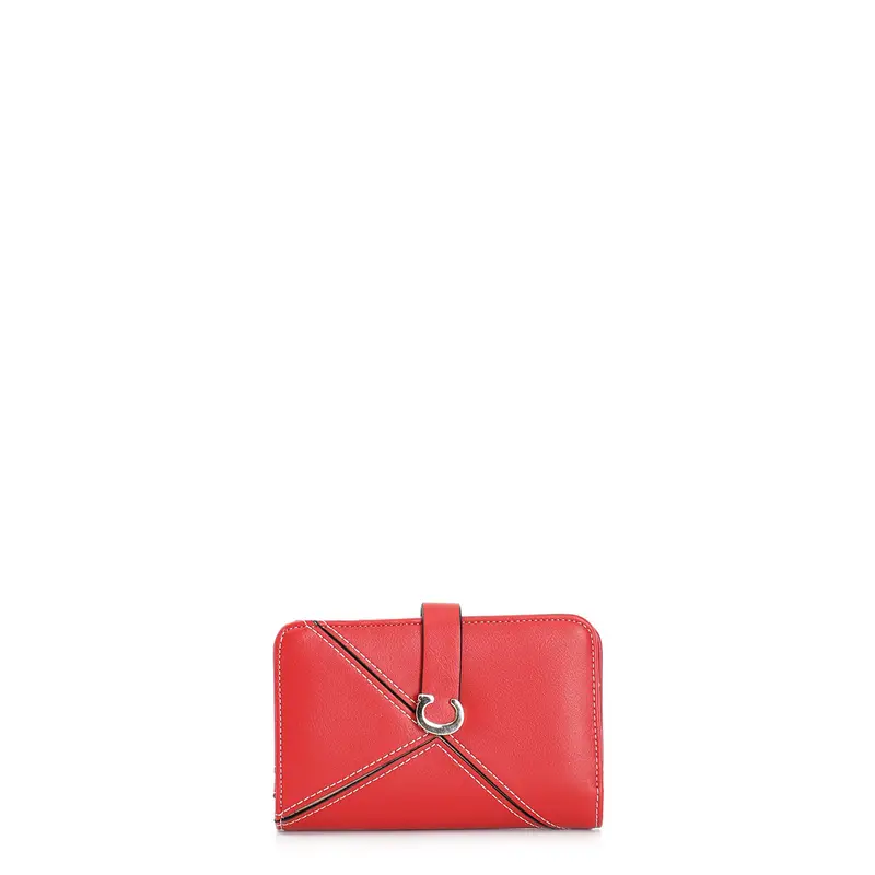 portafoglio con zip lavorazione patchwork rosso