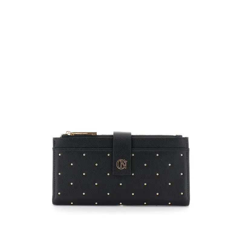 portafoglio effetto pelle con applicazione di mini borchie nero