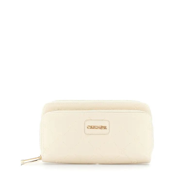 portafoglio effetto pelle con doppia zip taupe