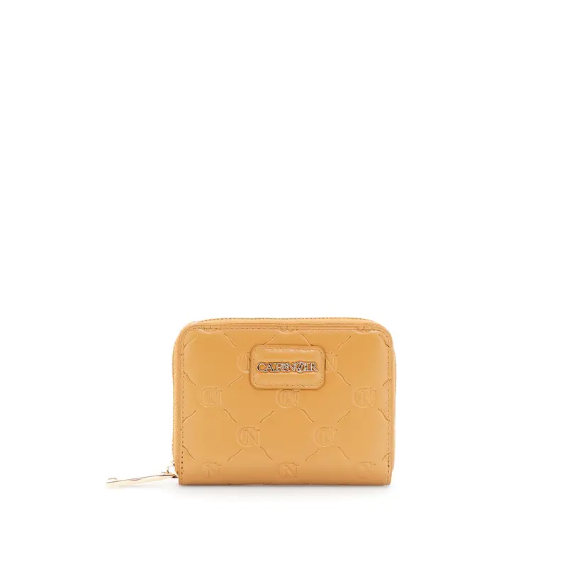 portafoglio effetto pelle con stampa all over cuoio