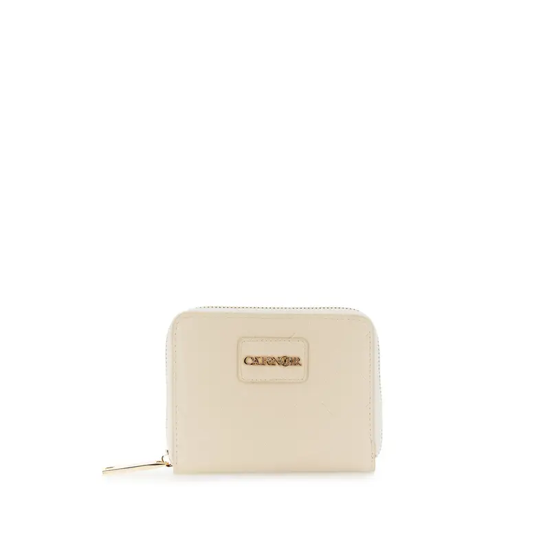 portafoglio effetto pelle con stampa all over taupe