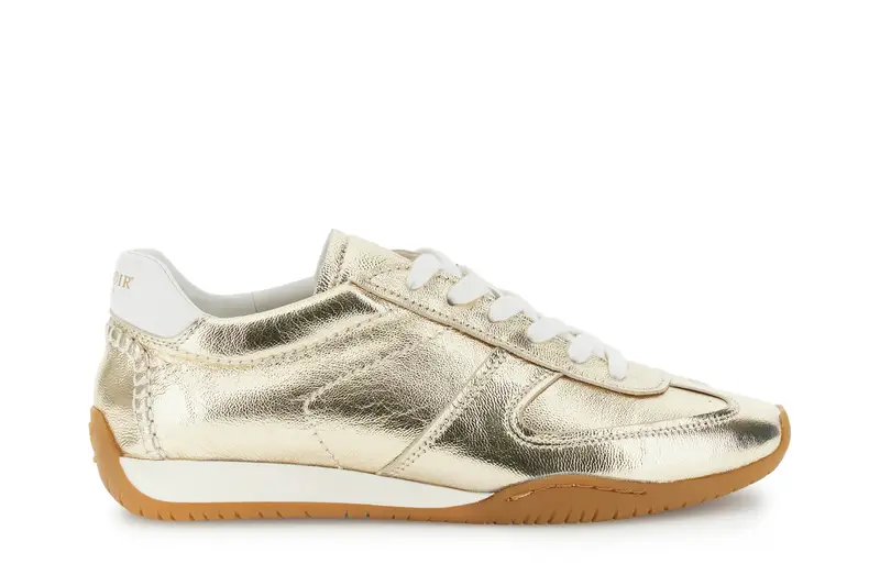 running allacciate in pelle laminata platino