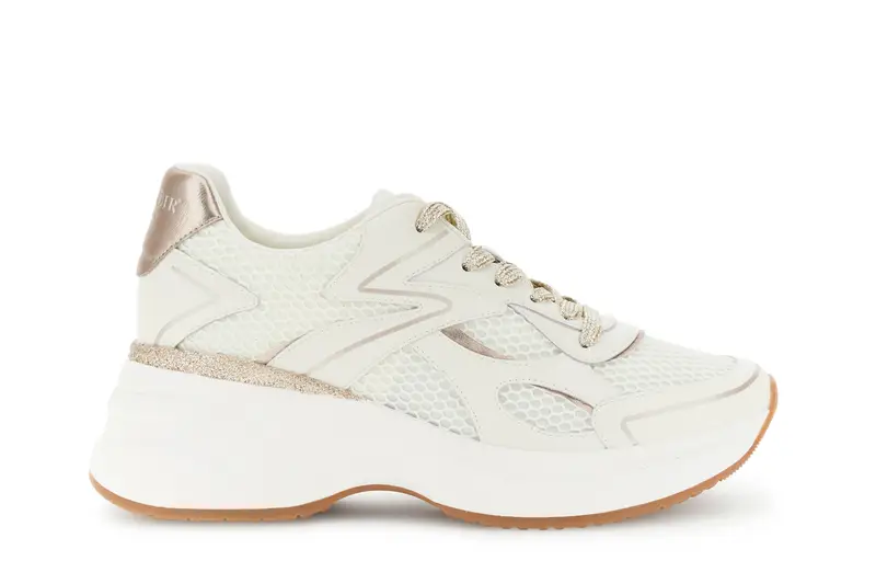 running allacciate in pelle rivestita e retina off white