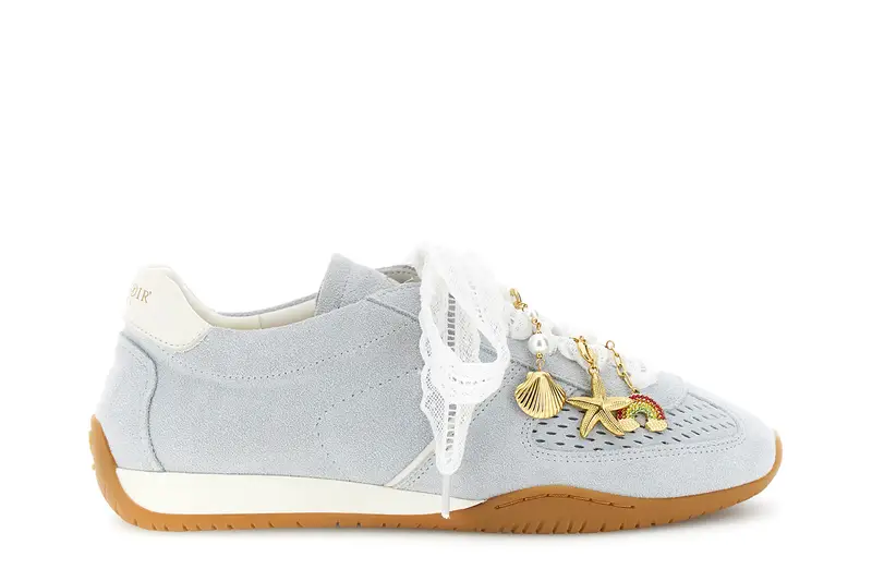 running allacciate in pelle scamosciata traforata celeste