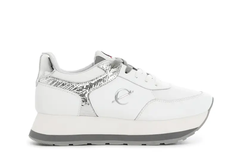 running da donna con riporti laminati bianco