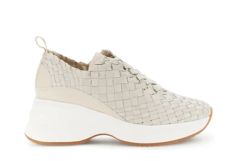 running effetto pelle in gros grain intrecciato beige