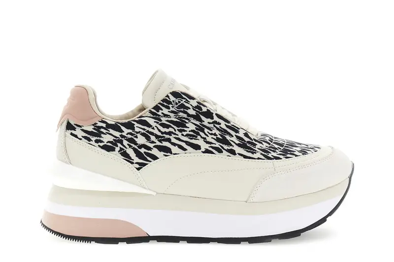 running in nylon stampa animalier e pelle multi beige