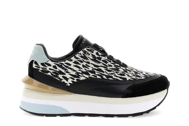 running in nylon stampa animalier e pelle multi nero
