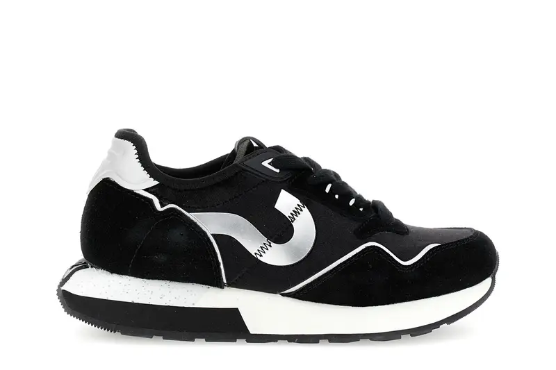 running in velluto con riporti in pelle scamosciata nero