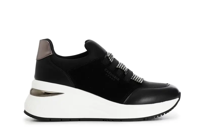 running slip-on da donna con elastici e strass nero