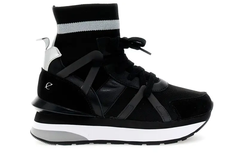 running tronchetti in tessuto elasticizzato nero