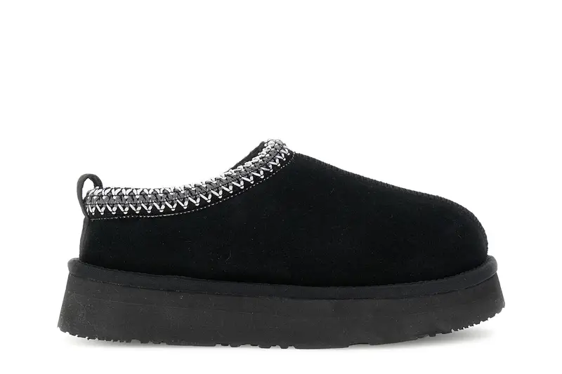 sabot in pelle scamosciata con pelliccia nero