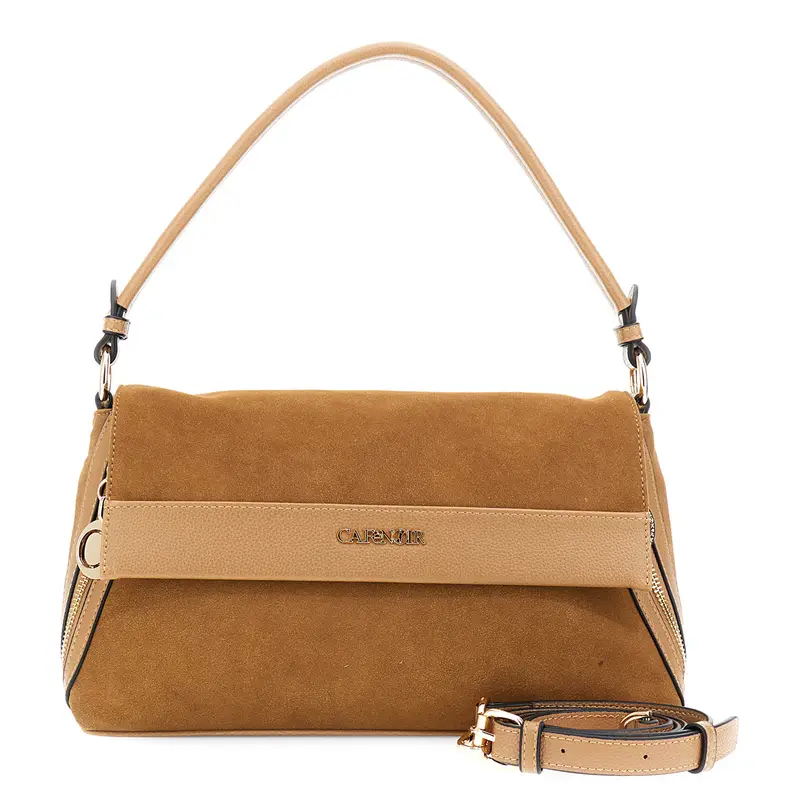 sacca morbida con pattina effetto pelle tipo suede cuoio