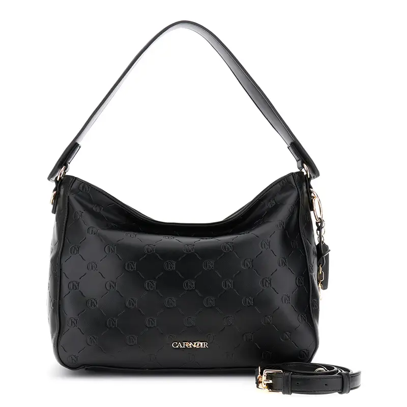 sacca morbida con stampa all over con logo nero