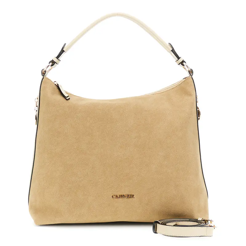 sacca morbida effetto pelle suede beige