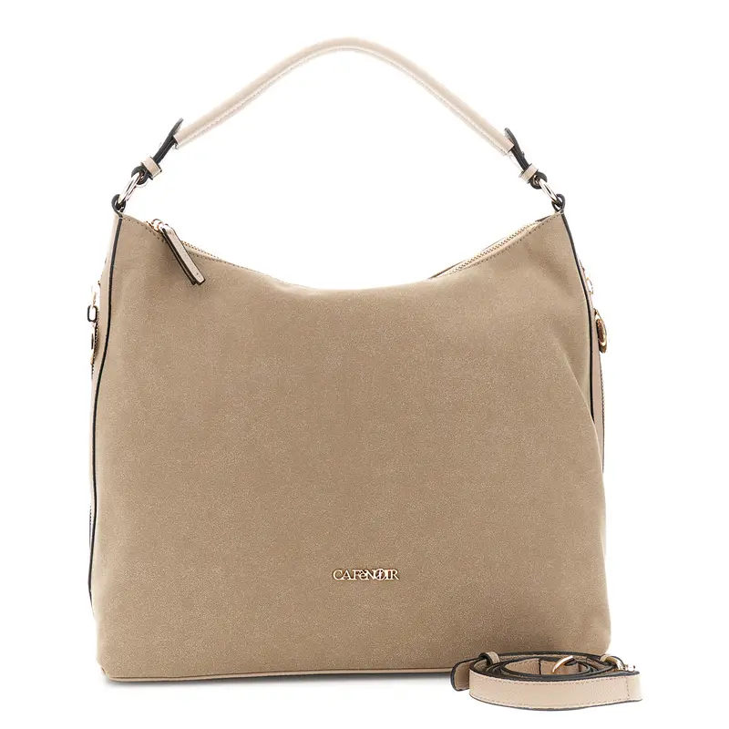 sacca morbida effetto pelle suede taupe