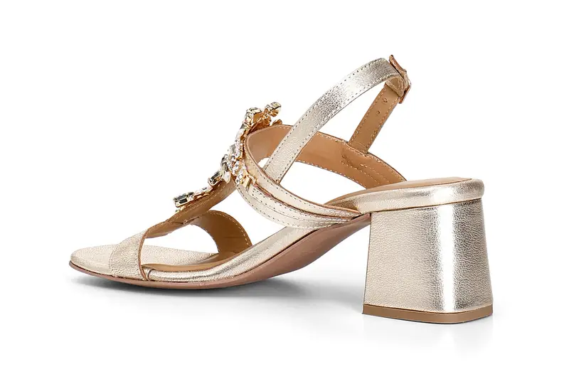 sandali a "t" in pelle con accessorio gioiello platino miniatura 2