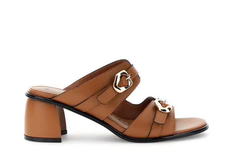 sandali frate effetto pelle con doppia fibbia cuoio