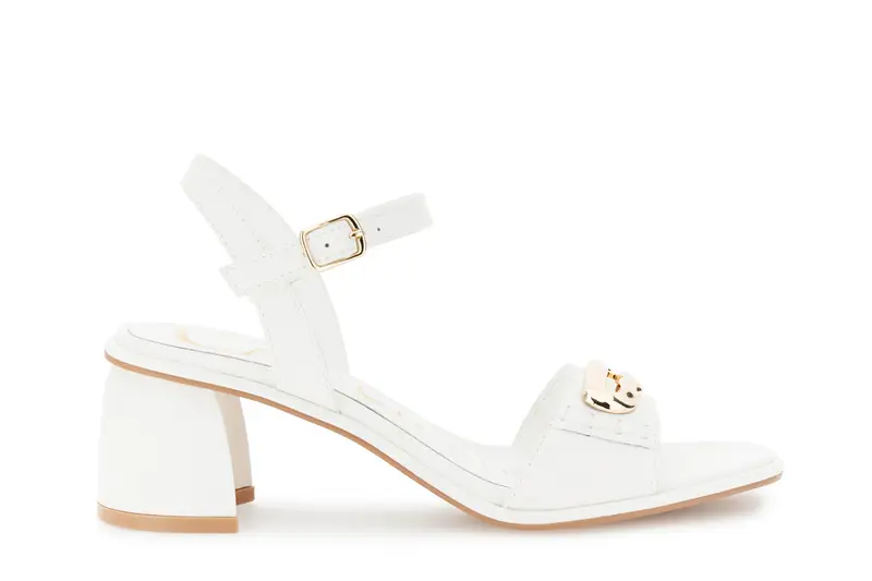 sandali gilda ieffetto pelle con accessorio off white