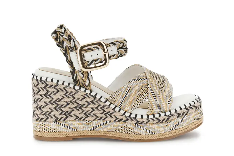 sandali gilda in tessuto su zeppa fasciata multi bianco