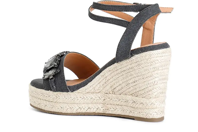 sandali in canvas con applicazioni sulla tomaia nero miniatura 2