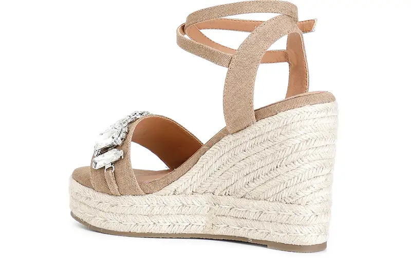 sandali in canvas con applicazioni sulla tomaia tabacco miniatura 2